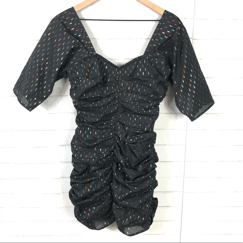NEW Lovers + Friends REVOLVE Metallic Ruched Dress